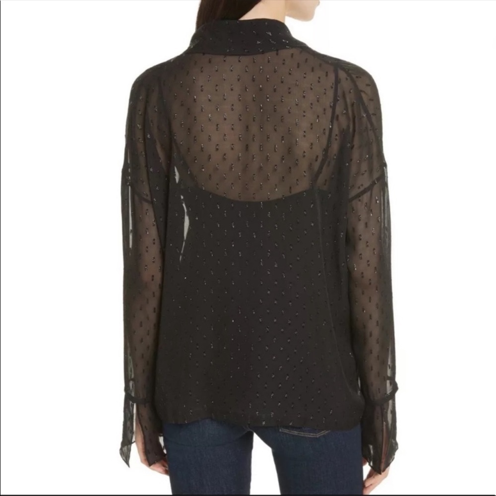 NWT Theory Metallic Silk Scarf Shirt/blouse - Picture 2 of 6
